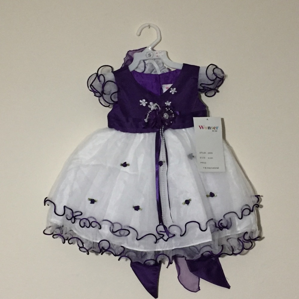New Kids’ Dress in Purple with Bonnet